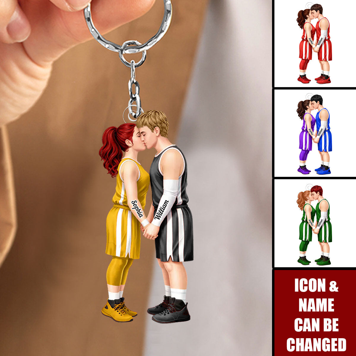Basketball Couple Together - Personalized Acrylic Keychain - Anniversary, Valentine's Day Gift