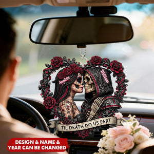 Skull Couple Spooky Skeleton Style ’Til Death Do Us Part - Personalized Rear View Mirror Accessory