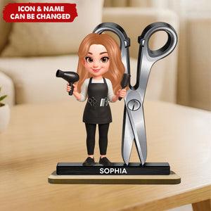 Hairdresser Man Woman - Personalized 2-Layered Wooden Plaque - Gift For Hairdressers