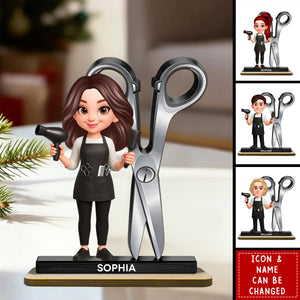 Hairdresser Man Woman - Personalized 2-Layered Wooden Plaque - Gift For Hairdressers