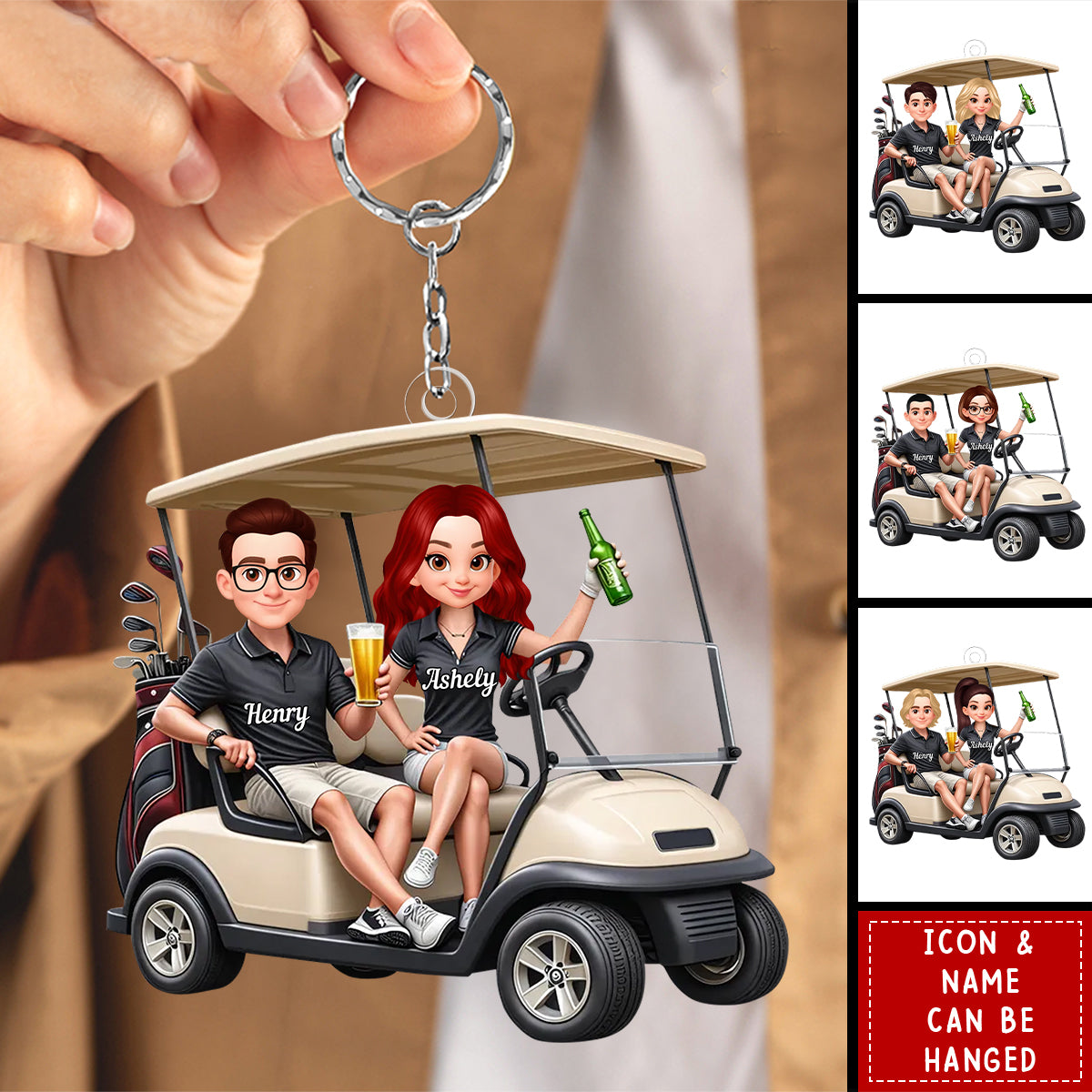 Funny Golf Couple - Personalized Acrylic Keychain - Gift for Couple