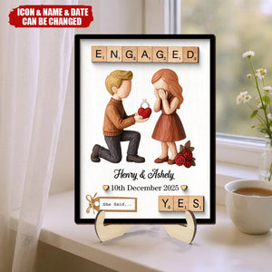 Couple Engagement Proposal - Personalized 2-Layered Wooden Plaque - Heartfelt Gift for Her, for Him