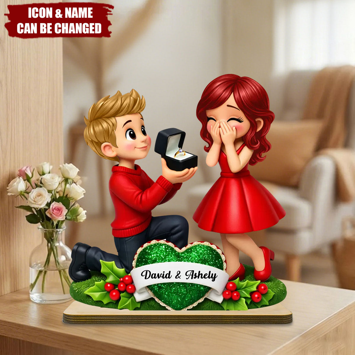 Marriage Proposal Valentine - Personalized 2-Layered Wooden Plaque - Anniversary, Valentine's Day Gift