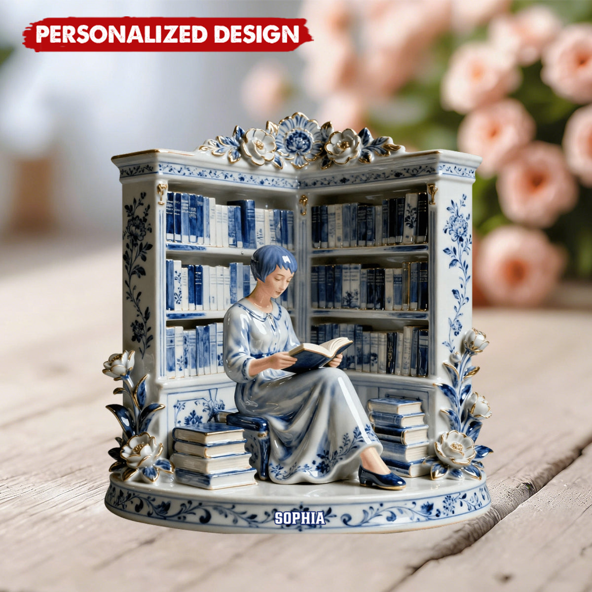 Girl Reading Book - Personalized Acrylic Plaque - Gifts For Book Lover, Bookworm