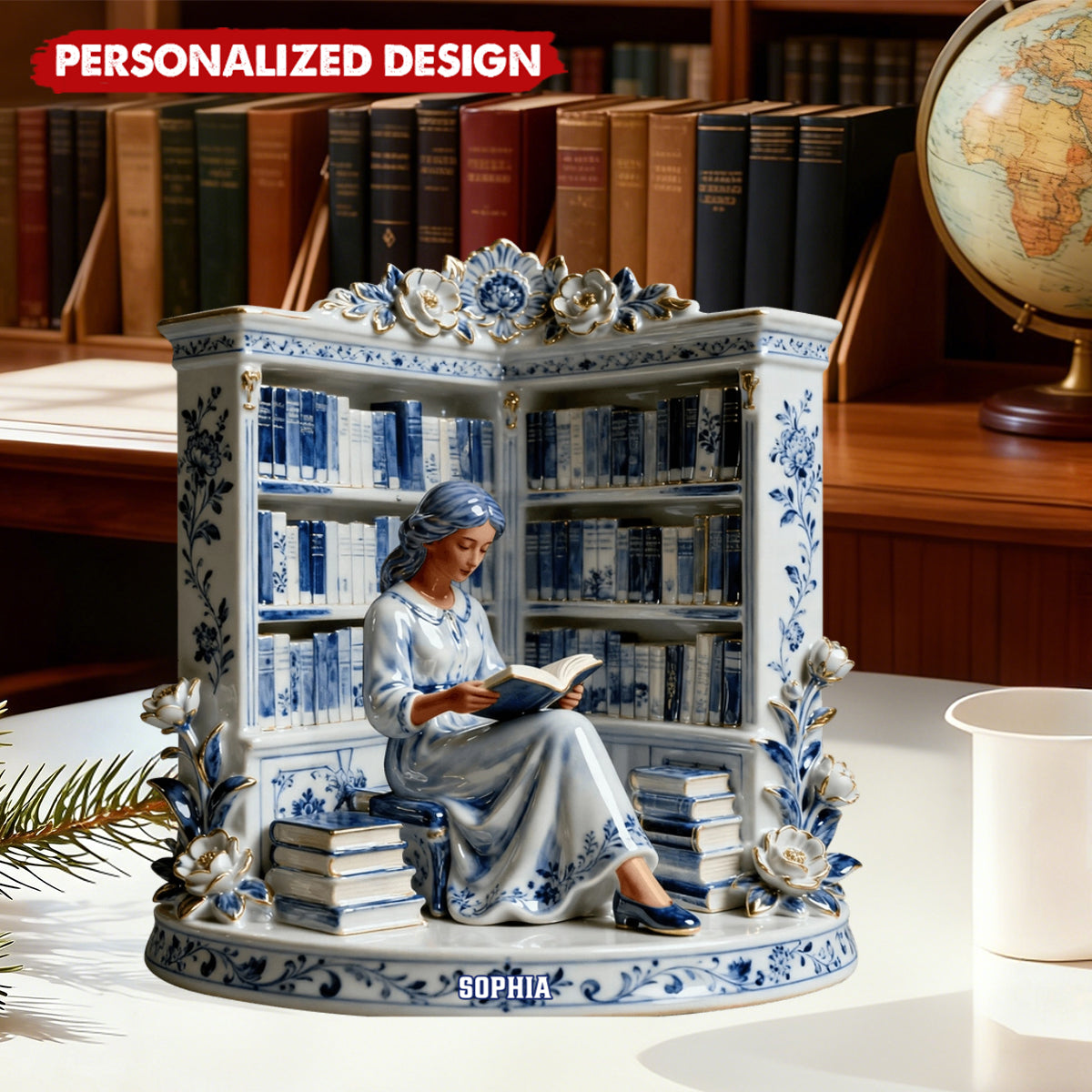 Girl Reading Book - Personalized Acrylic Plaque - Gifts For Book Lover, Bookworm