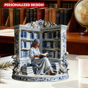 Girl Reading Book - Personalized Acrylic Plaque - Gifts For Book Lover, Bookworm