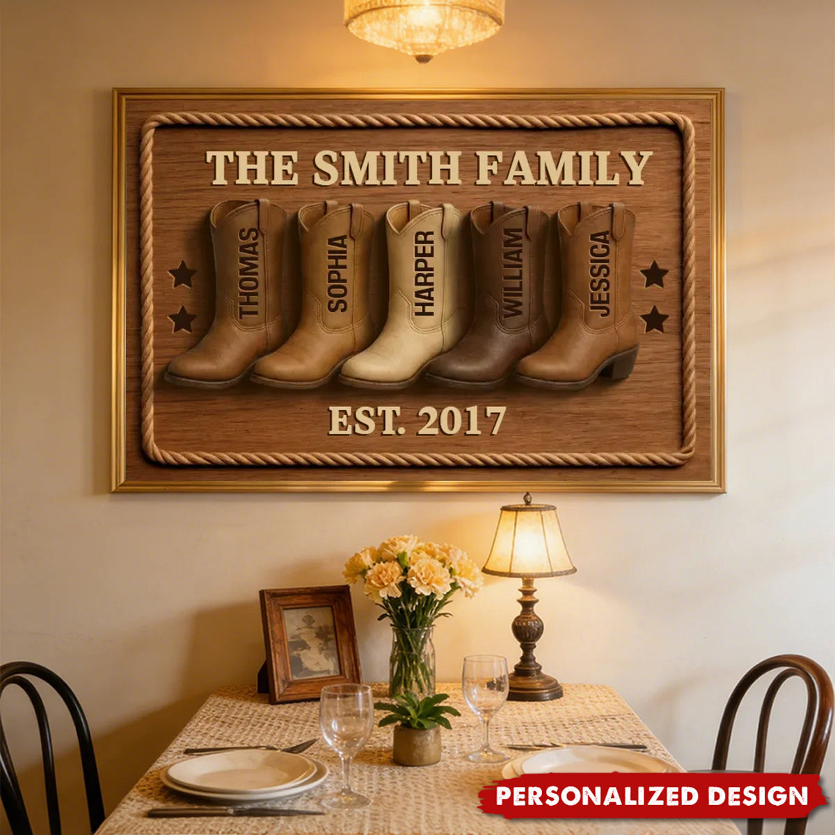 Family Cowboy Boots - Personalized Poster - Gift For Family, Heartwarming Home Decor