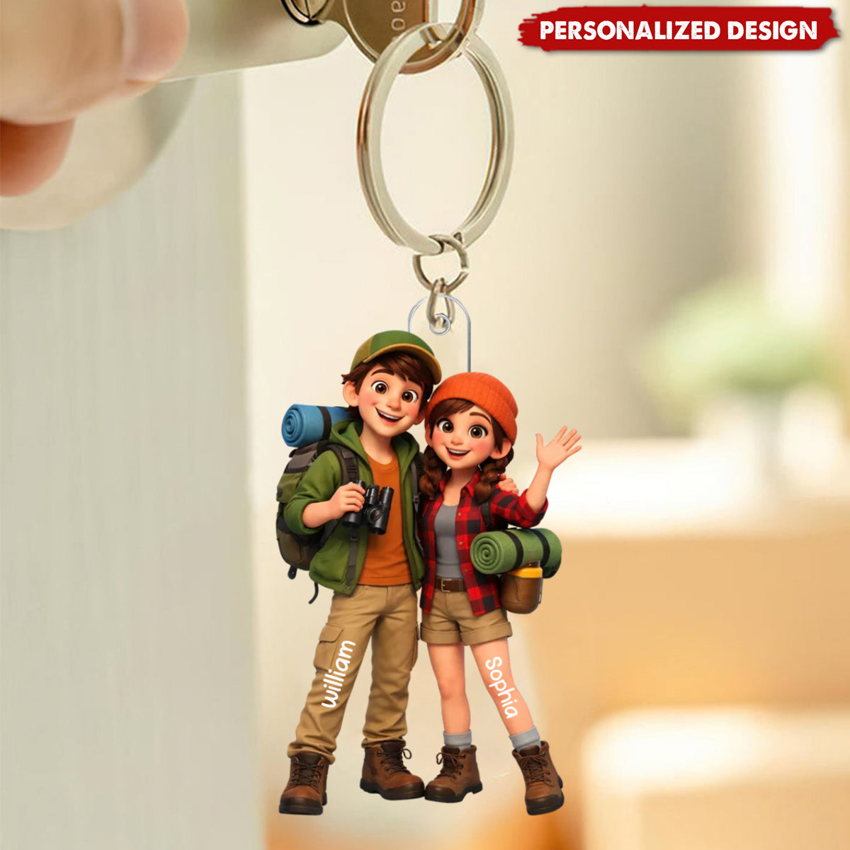 Camping Couple - Personalized Acrylic Keychain - Sentimental Gift for Her, for Him