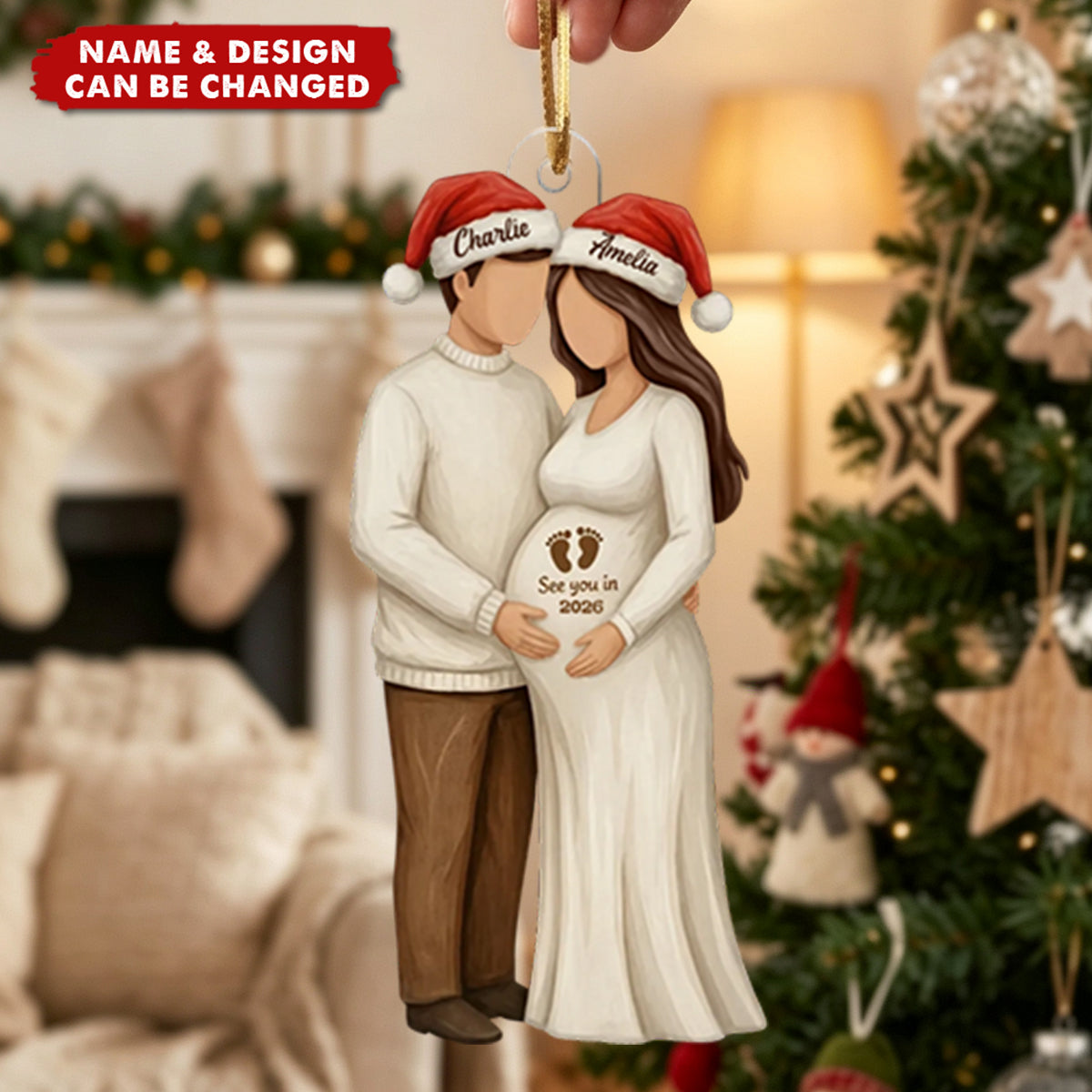 Pregnancy Announcement - Personalized Acrylic Ornament - Heartwarming Christmas Gift For Couple, Family