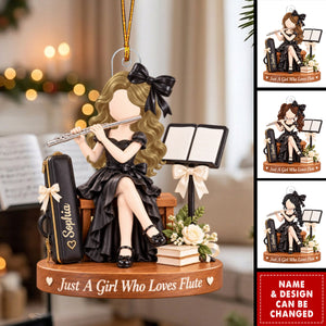 Personalized Acrylic Flute Ornament - Custom Flutist Girl Gift For Daughter