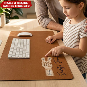 Daddy's Team Fist Bump - Personalized Desk Mat - Father's Day Gift For Dad, Husband