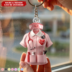 Celebrate Your Favorite Nurse's Dedication, Personalized keychain, Gift For Nurses