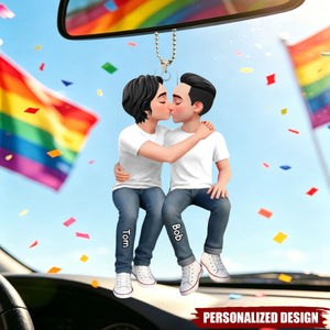Romantic Hugs And Kisses For Couples - Personalized Car Ornament