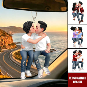 Romantic Hugs And Kisses For Couples - Personalized Car Ornament