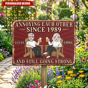 Custom Home Decor Metal Sign - Personalized Anniversary Wedding Gifts For Husband And Wife, Him And Her - Still Driving Each Other Crazy
