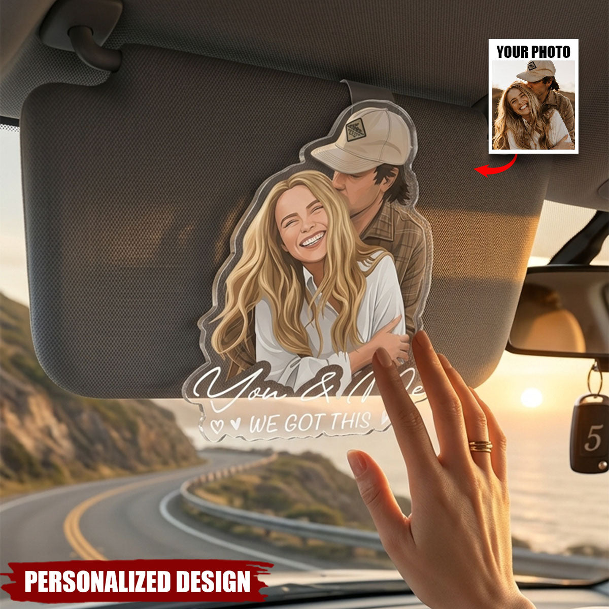 Custom Faceless Portrait  Anniversary Gifts For Him, Her - Personalized Car Visor Clip