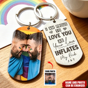 I Am Proud To Love You Couple Metal Keychain, LGBT Gifts