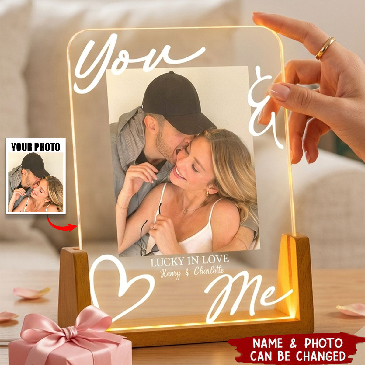 You & Me Forever & Always Annviersary Gift For Her, Him - Personalized Night Light