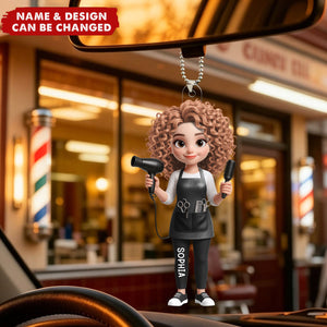 Hair Stylist Creating Beauty, Personalized Car Ornament, Gift For Hairdressers