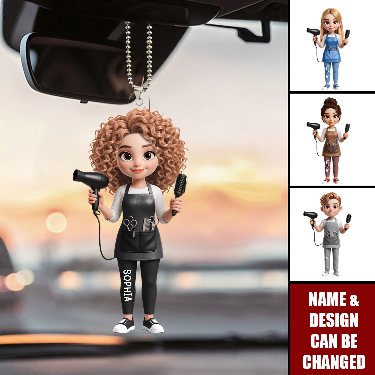 Hair Stylist Creating Beauty, Personalized Car Ornament, Gift For Hairdressers