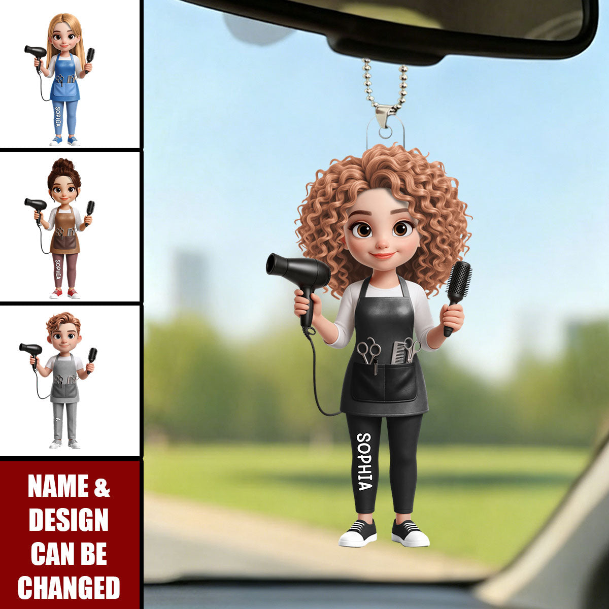 Hair Stylist Creating Beauty, Personalized Car Ornament, Gift For Hairdressers