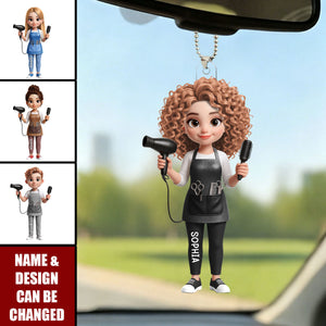 Hair Stylist Creating Beauty, Personalized Car Ornament, Gift For Hairdressers
