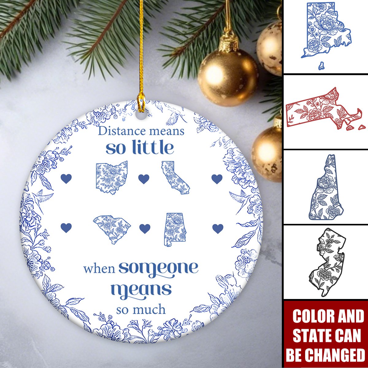 A Gift of Togetherness for Long Distance Family, Friends - Personalized Family Ornament