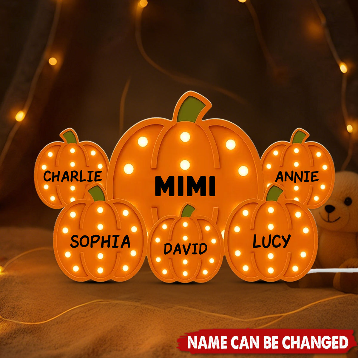 Grandma Little Pumpkins Marquee Pattern Effect Flat Personalized LED Light Box, Cozy Fall Vibe Home Decoration