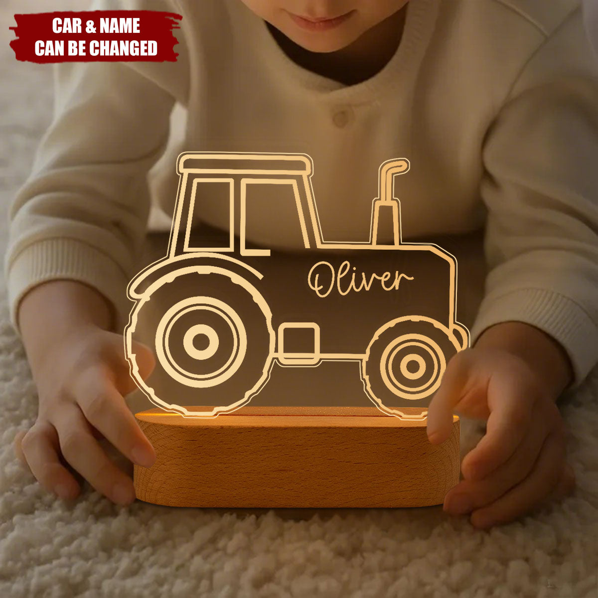 Personalised Tractor Night Light,Nursery Decor,Kids Gift,Easter Gifts for Boy