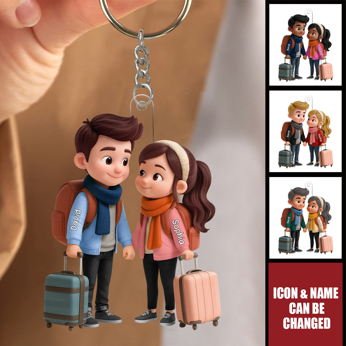 Travel Ornament For Adventure Couple - Personalized Acrylic Keychain