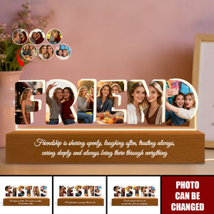 Custom Friendship Photo Collage - Personalized Photo LED Night Light