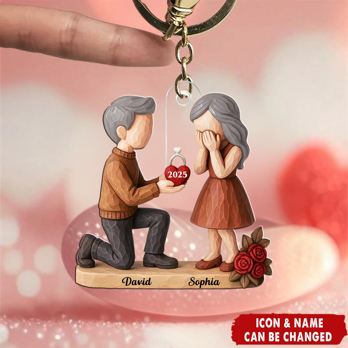 Couple Marriage Proposal - Personalized Keychain - Newly Engaged Gift, "She Said Yes!", Just Engaged Gifts for Couples