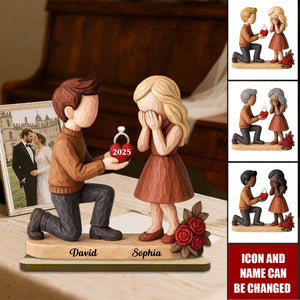 Couple Marriage Proposal - Personalized Wooden Plaque - Newly Engaged Gift, "She Said Yes!", Just Engaged Gifts for Couples
