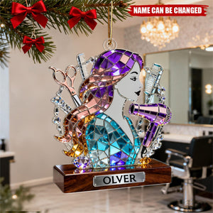 Hair Stylist Ornament Personalized, Hairdresser Christmas Tree Decor,  Salon Gift, Barber Hairstylist Ornament for Women