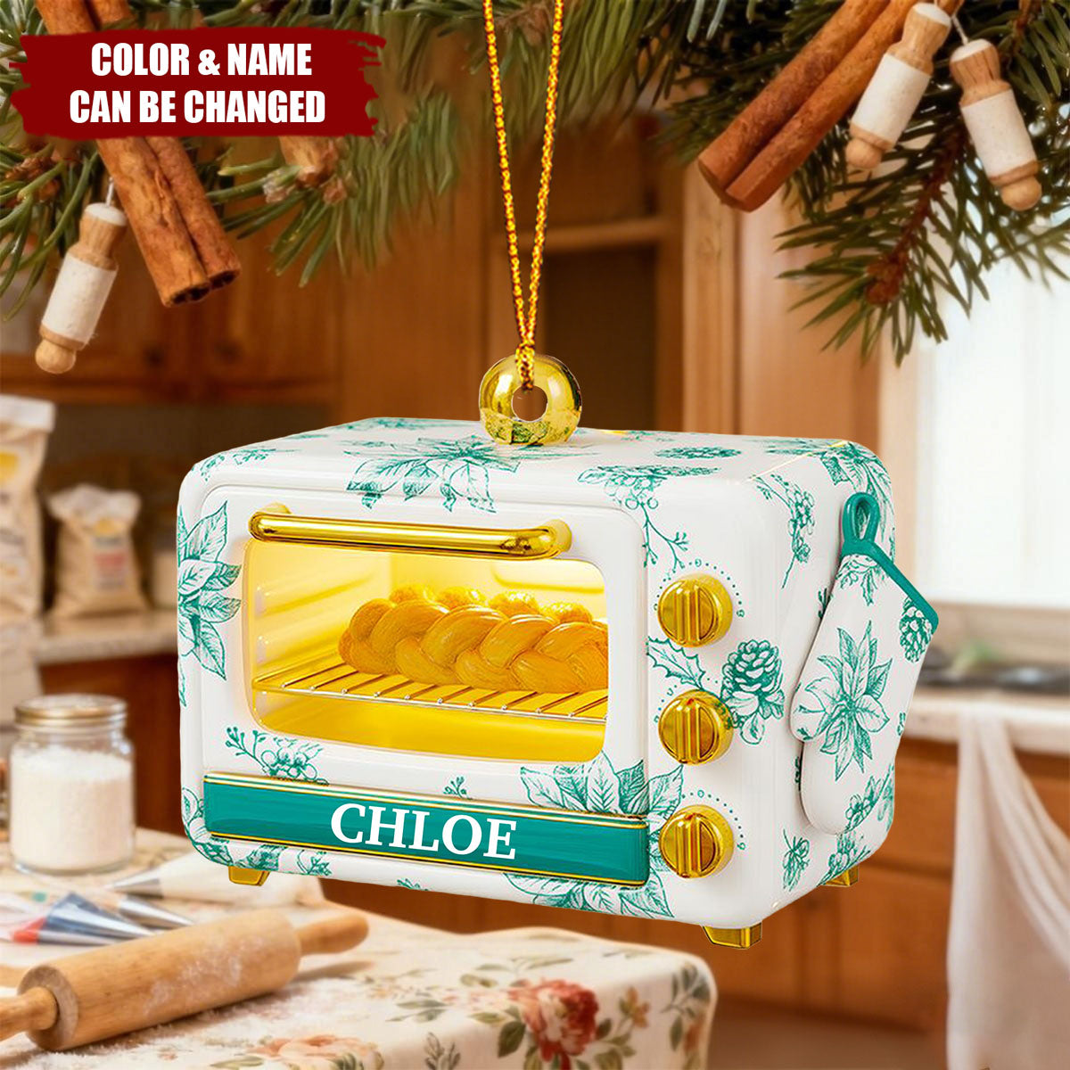 Baking Oven Toile de Jouy Christmas Ornament Gifts For Bakers