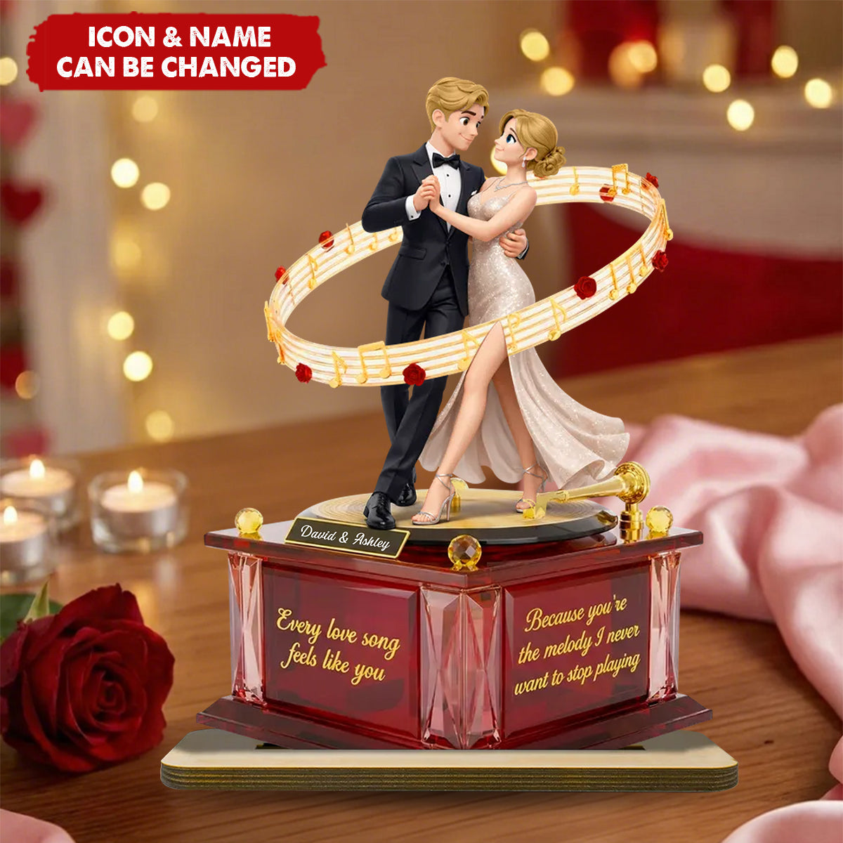 You're The Melody I Never Want To Stop Playing - Personalized 2-Layered Wooden Plaque - Valentine's Gift For Him, For Her, For Couple