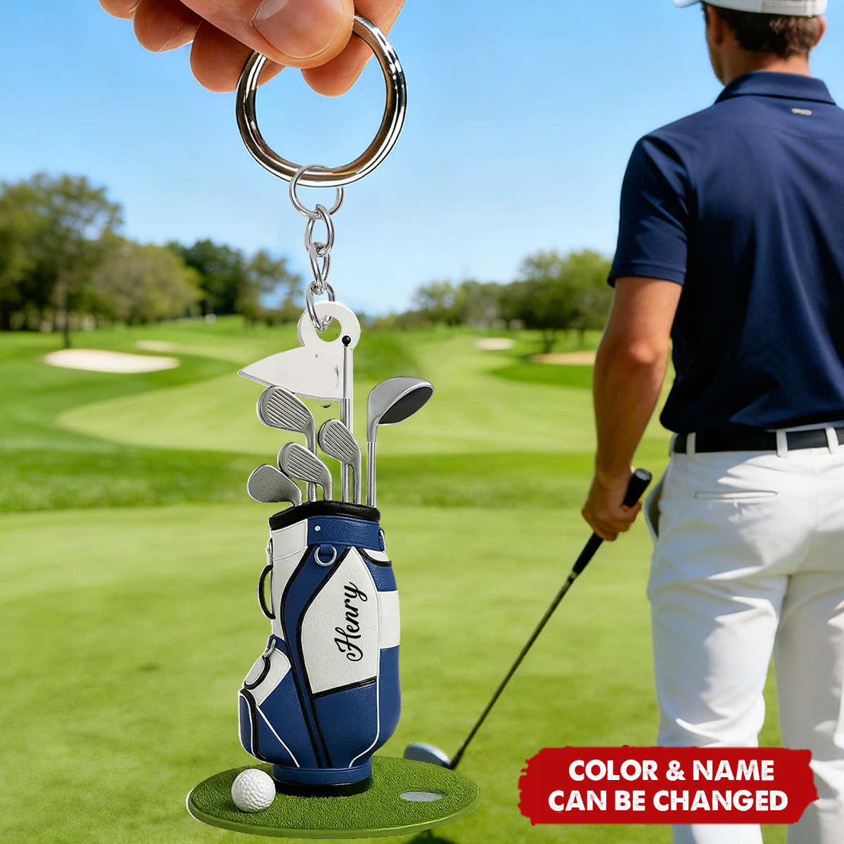 Colorful Golf Bag - Personalized Acrylic Keychain - Gift for Golf Lovers