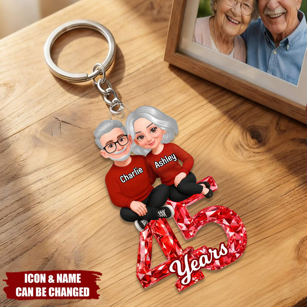 Couple Sitting Anniversary Date Crystal Effect - Personalized Acrylic Keychain - Sentimental Gift for Her, Gift for Him