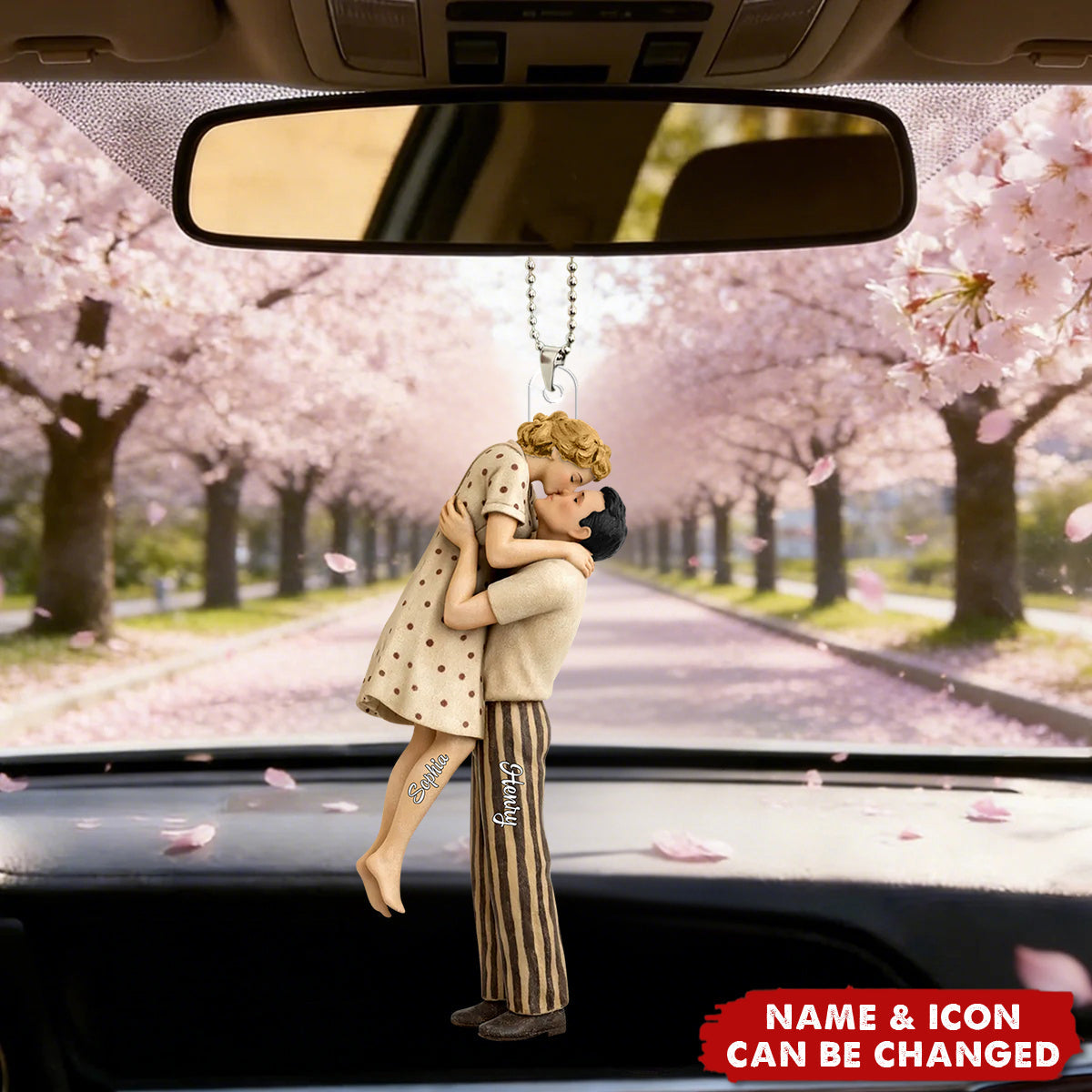 Lucky Is To Have You Mid-Century Couple - Personalized Acrylic Car Ornament - Anniversary, Valentine's Day Gift