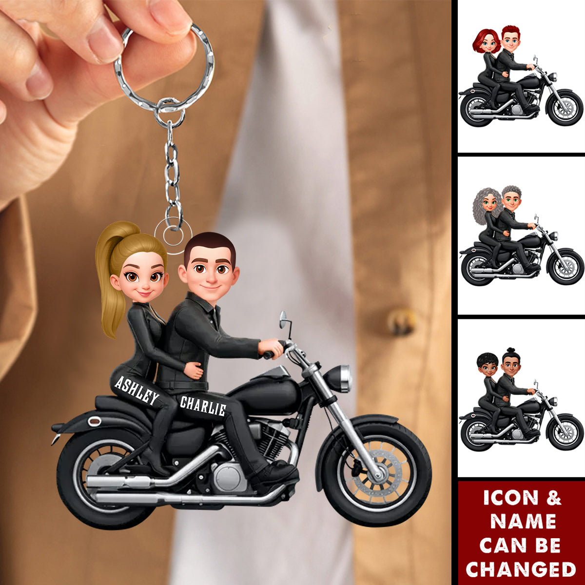 Couples That Ride Together Last Forever, Custom Action Figure Biker Couple - Personalized Acrylic Keychain