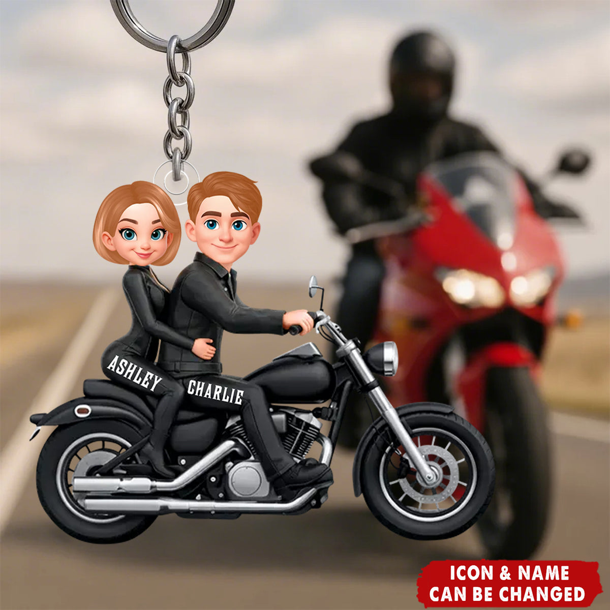 Couples That Ride Together Last Forever, Custom Action Figure Biker Couple - Personalized Acrylic Keychain