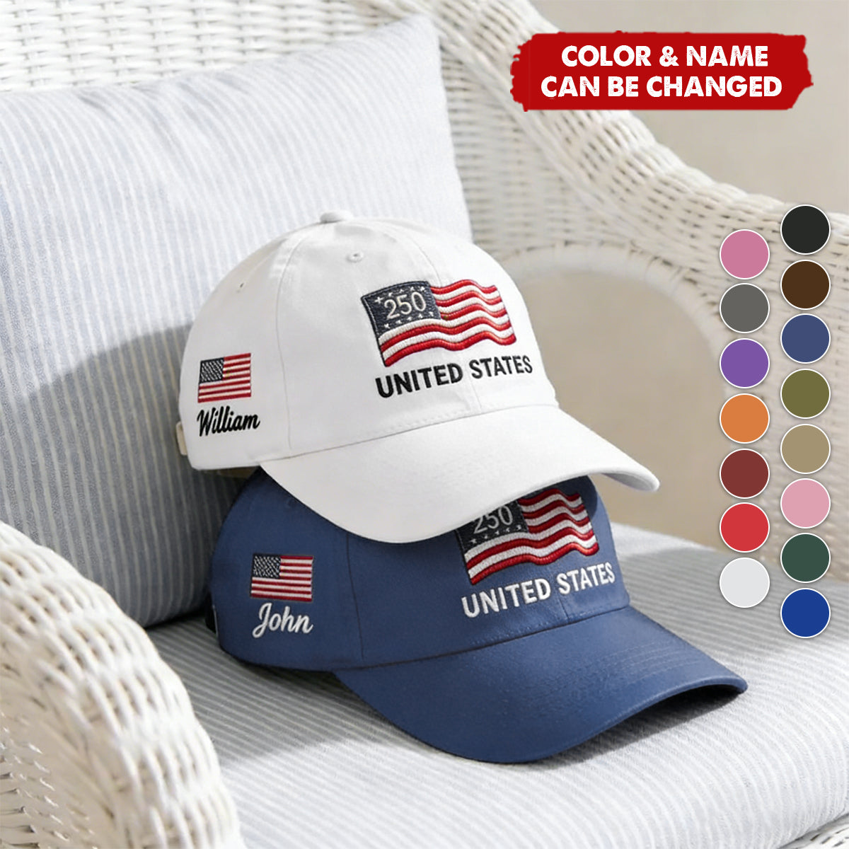 250th Anniversary - Personalized Flag Patriotic Classic Cap
