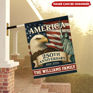 Custom Family Name Celebrate America 250th Anniversary Garden Flag Patriotic Gifts