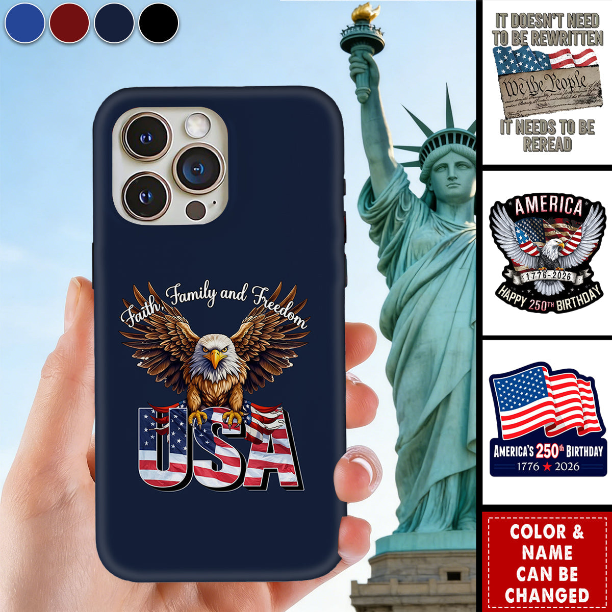 USA 250th Anniversary Personalized Phone Case