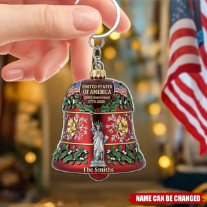 United States 250th Anniversary Bell - Personalized Family Keychain