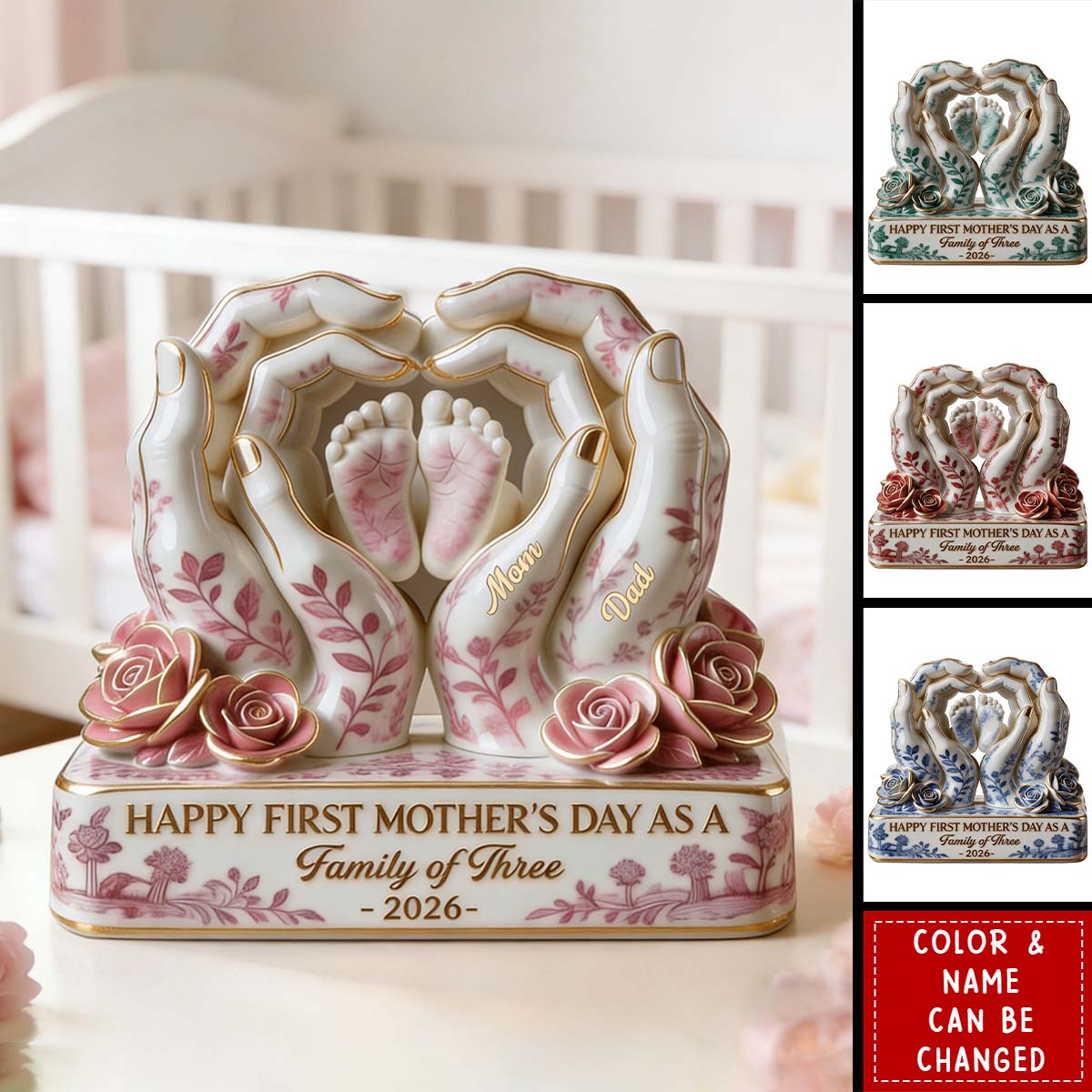 Toile De Jouy Family First Mother's Day Plaque - Personalized Gifts For Moms