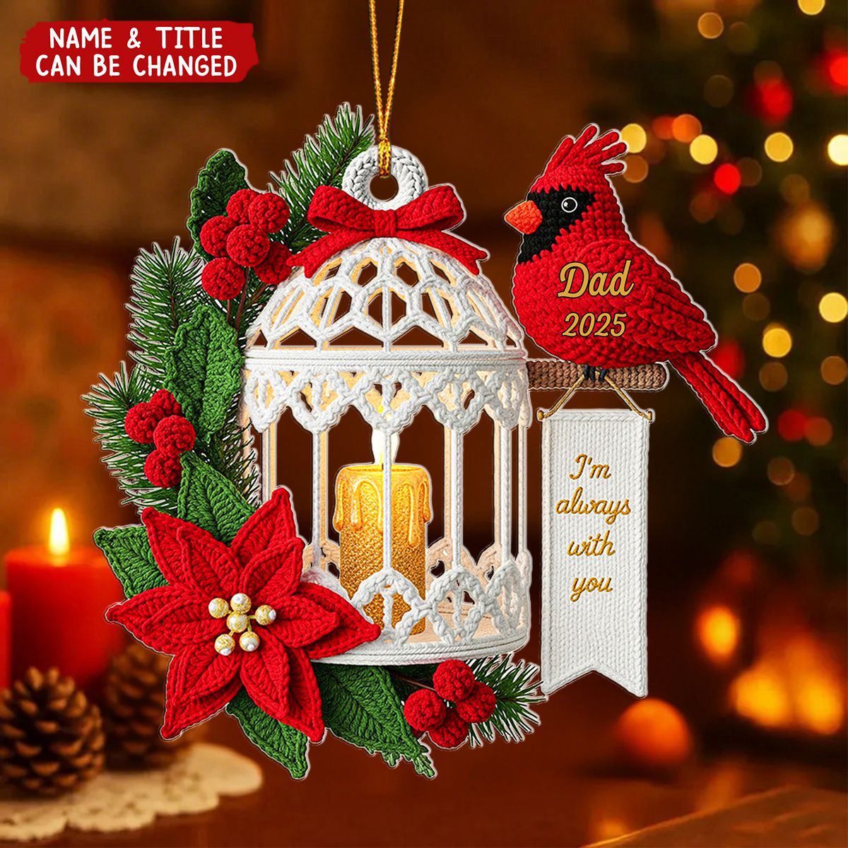 Memorial Cardinal Acrylic Ornament - Personalized Gifts For Loved Ones