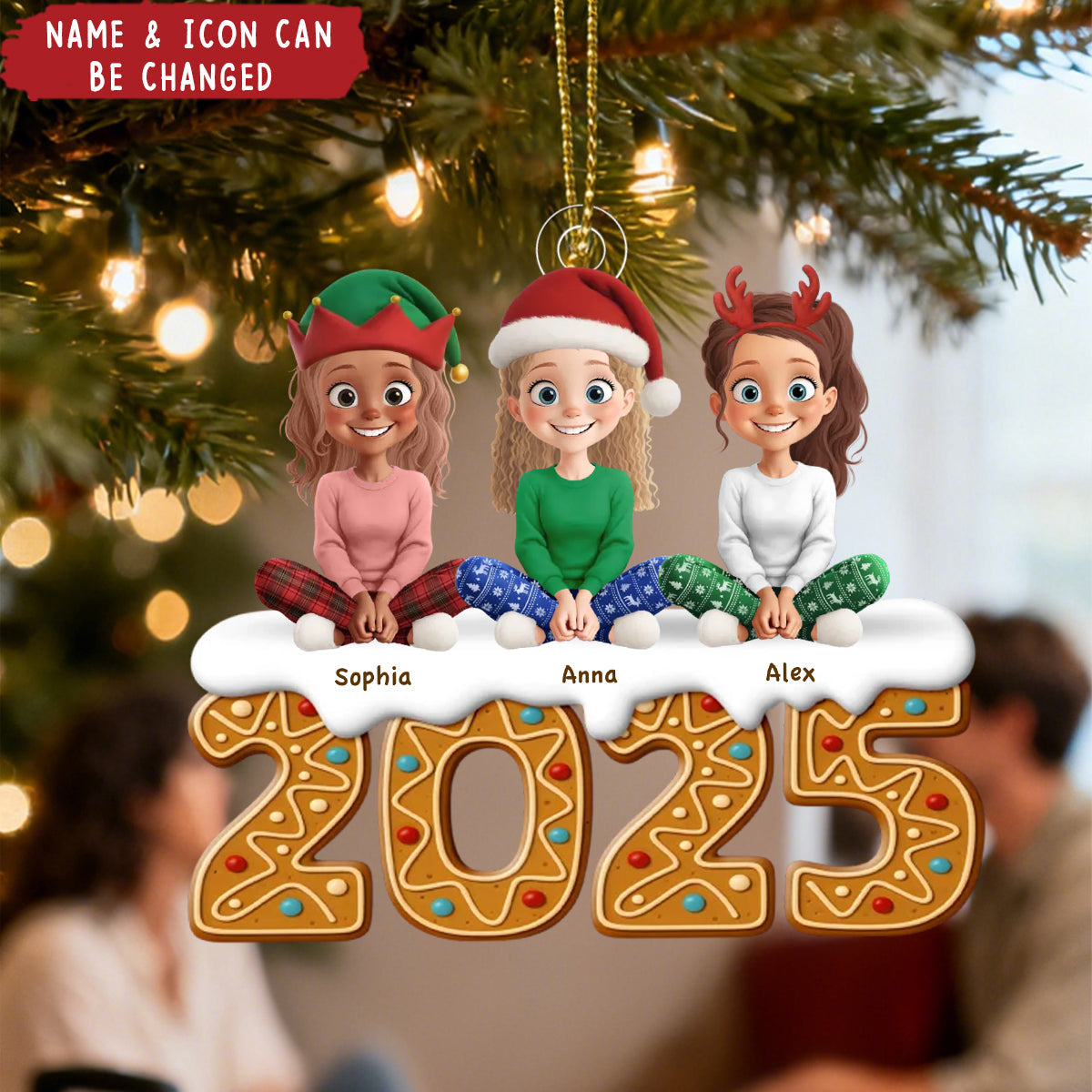 Custom Acrylic Ornament - Christmas Birthday Gifts For Family, Dog Cat Lovers - Gingerbread Dreams, Family Themes