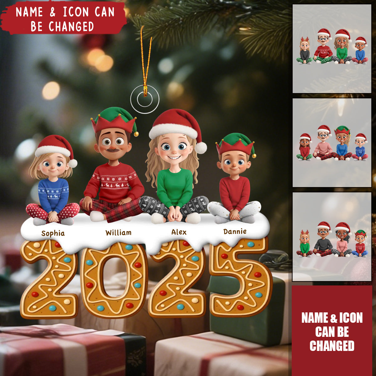 Custom Acrylic Ornament - Christmas Birthday Gifts For Family, Dog Cat Lovers - Gingerbread Dreams, Family Themes