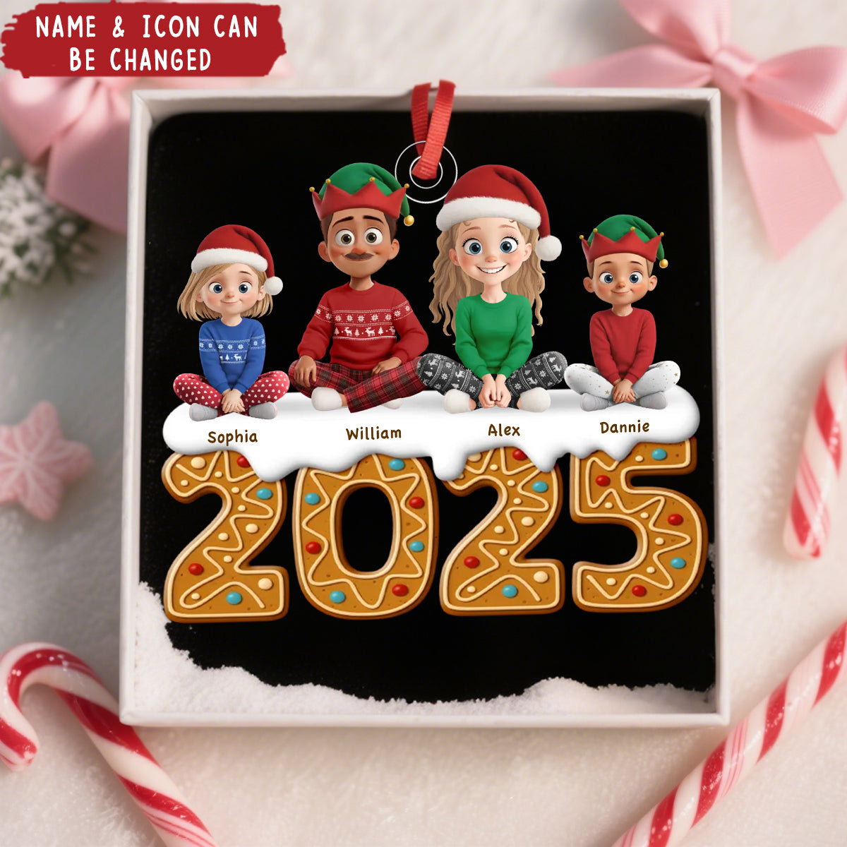 Custom Acrylic Ornament - Christmas Birthday Gifts For Family, Dog Cat Lovers - Gingerbread Dreams, Family Themes